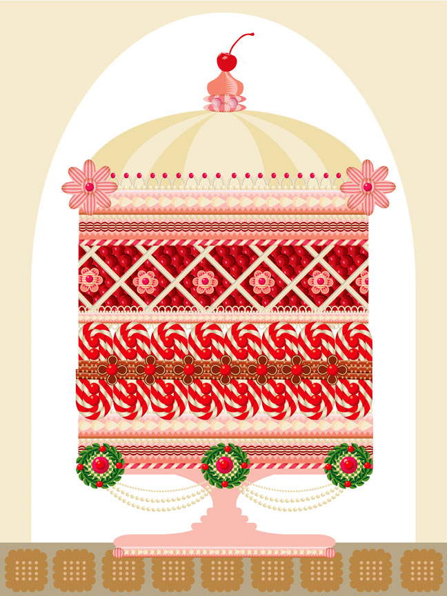 Advent 2014, Day 16: Christmas Cake Inspired by Jules Gouffre ( http://qcassetti.com/ rongovianacademy/2014/11/ 18/ ce5fzbi06kl4fjmhck2z67qr1kz xmm ) Q. Cassetti, 2014 Adobe Illustrator CC 2014