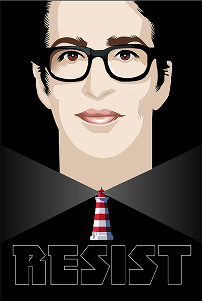 Lighthouse: Rachel Maddow Week Twenty Fiveof the Resistance Q.Cassetti 7. 14.2017 Adobe Illustrator CC Portrait inspired by Alex Katz.
