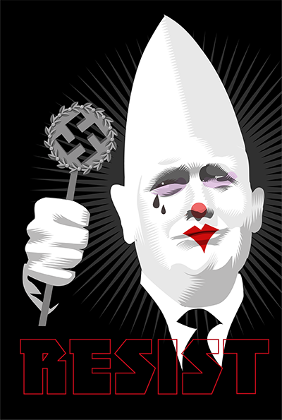 Leader of the Klowns "Some very fine people on both sides" Week Thirty One of the Resistance Q.Cassetti 8. 25..2017 Adobe Illustrator