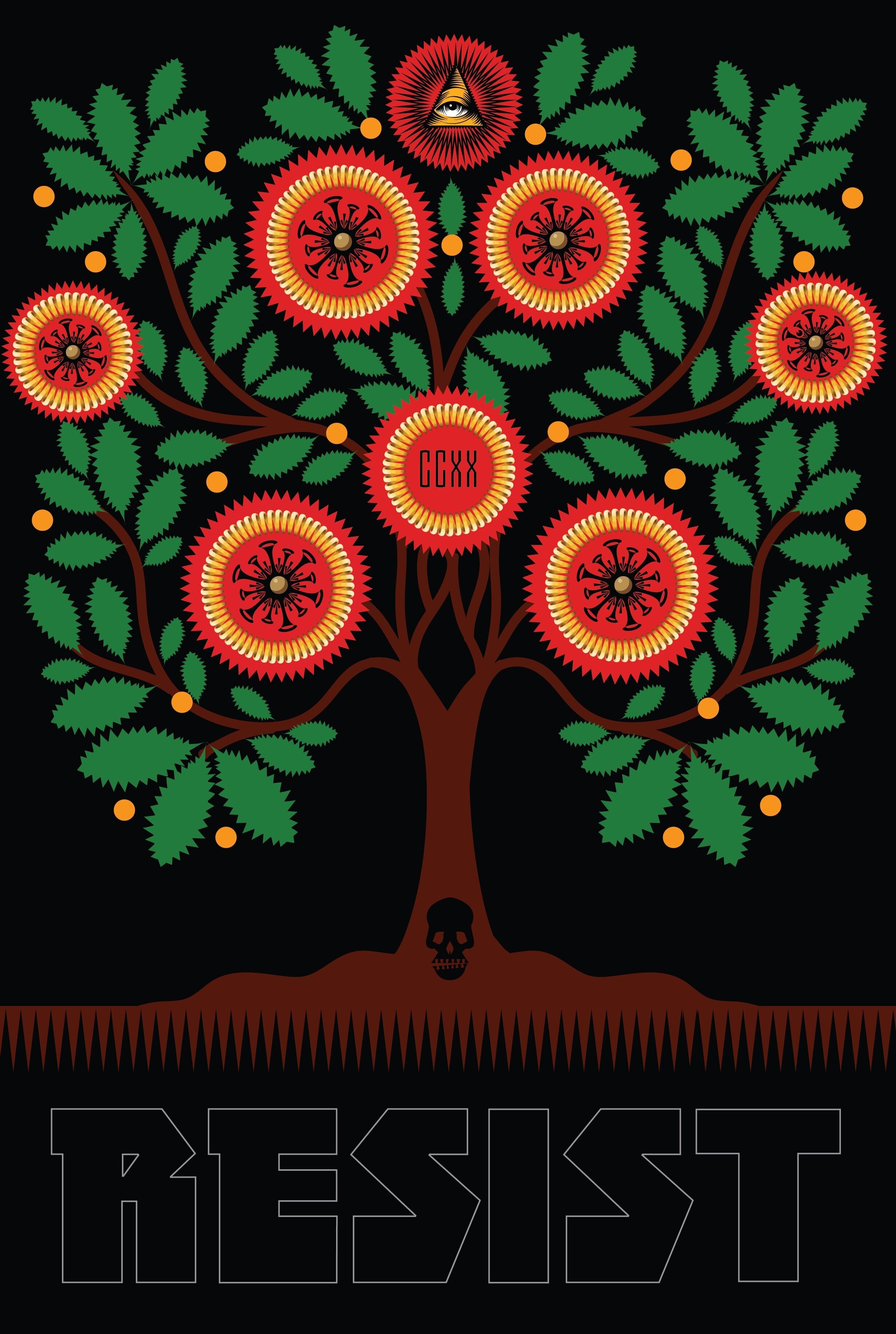  Resist 2020#12  In Memoriam: 220,000 lost souls to the Novel Corona Virus 19. We mourn our losses  Q. Cassetti 10.13.2020  Inspired by the Shaker Tree of Life (ref:  https://www.incollect.com/.../a-cutwork-tree-of-life-in... )    