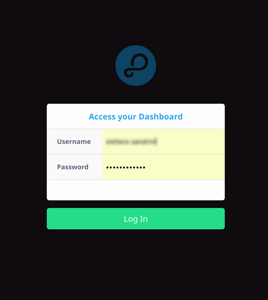 Parse Dashboard login page