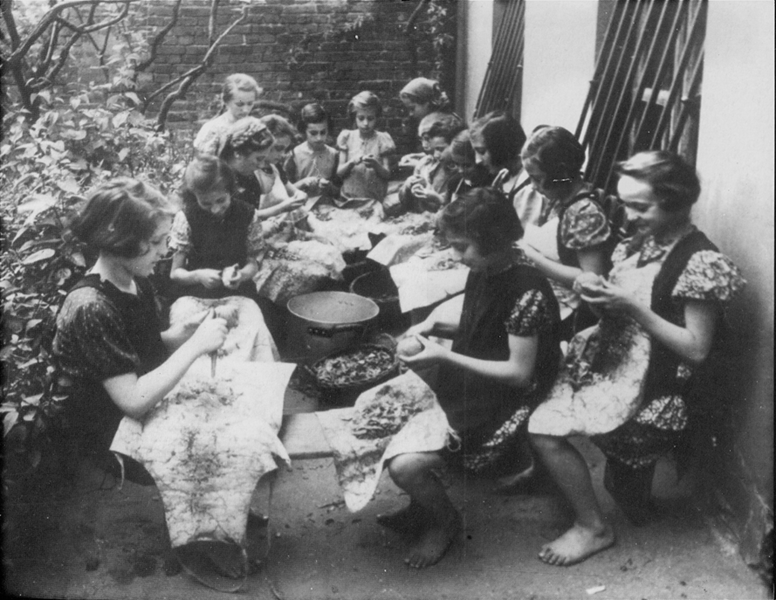 Peeling potatoes.