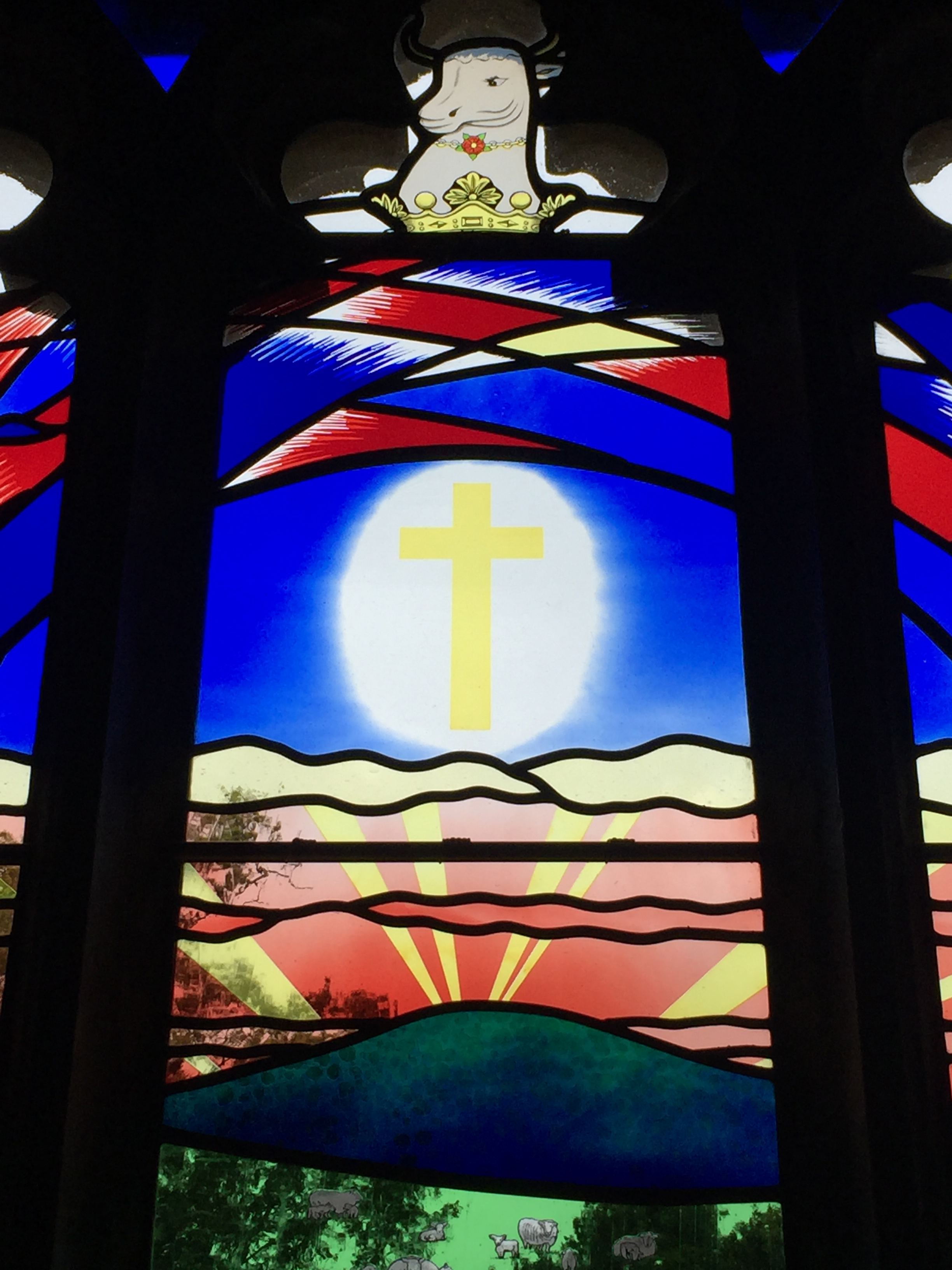 Central panel detail of stained glass for Eridge Church window