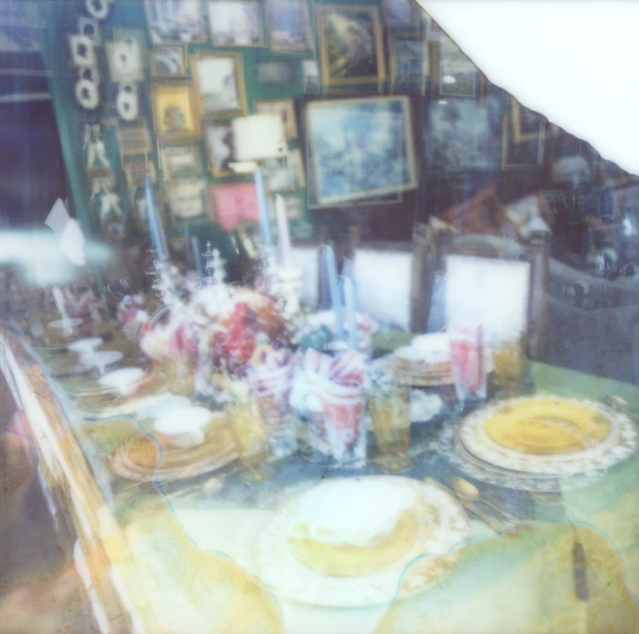 hasselblad 500cm photograph shot on instax wide fuji film of a holiday table