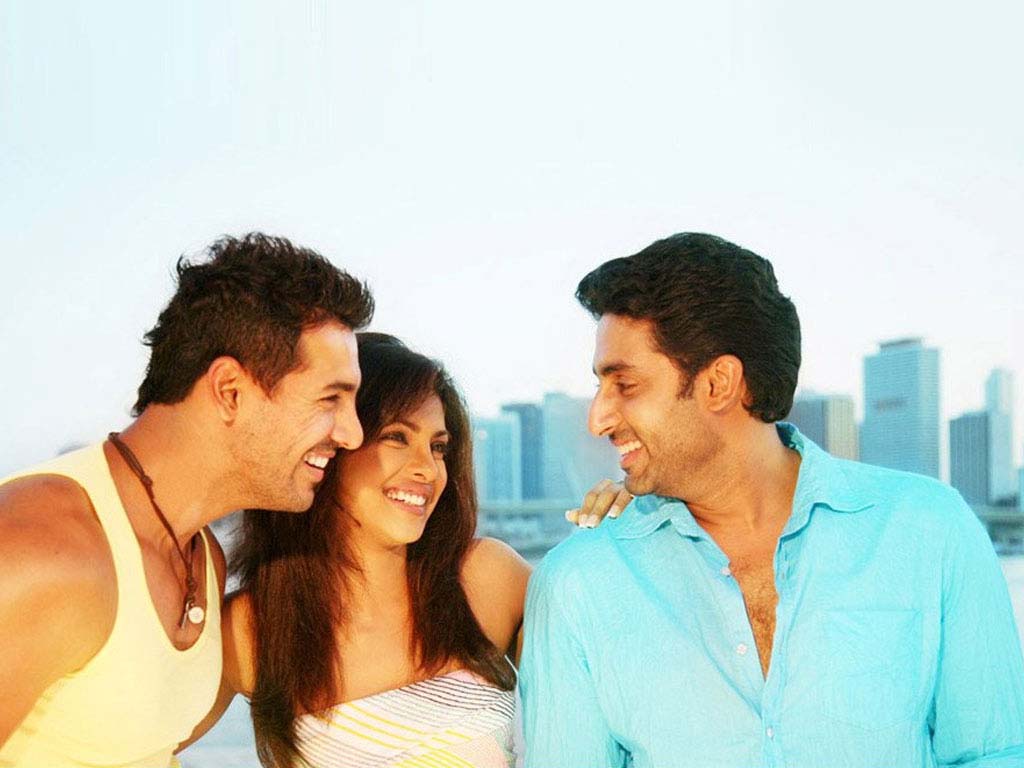 Friendship : Bollywood stars Abhishek Bachchan , Priyanka Chopra and John Abraham join forces in the 2008 movie ' Dostana ' (दोस्ताना)