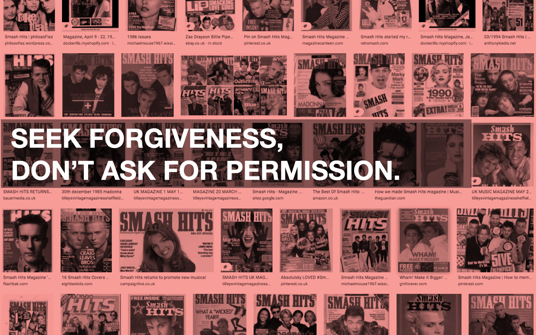 You get paid for bold thinking; accept that occasional bold direct action is also necessary - I blagged my first job in the industry as a junior designer on a pop magazine with some outright subterfuge. I had no experience in the sector at all. Zero