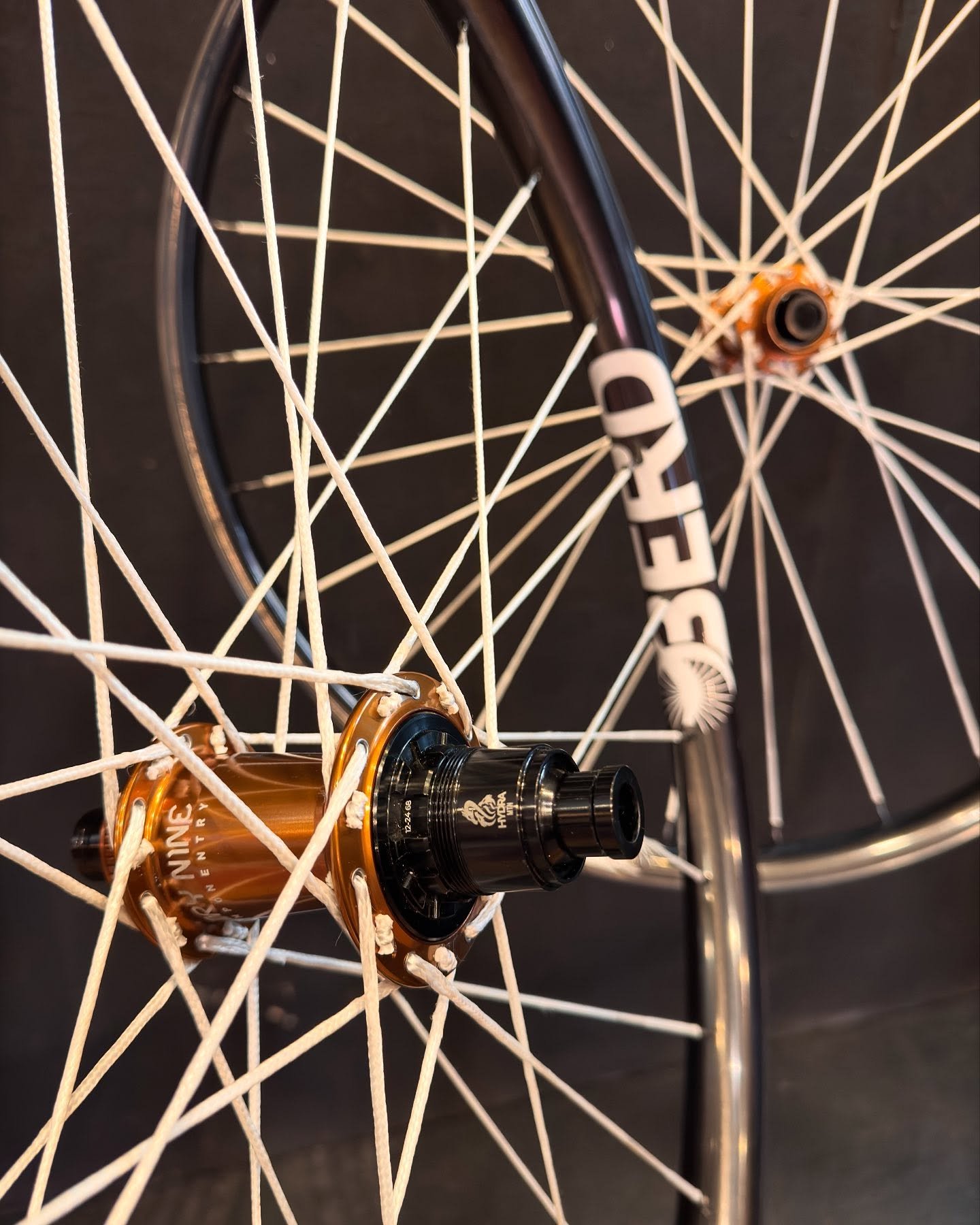 We lace a lot of epic custom wheelsets but they never look very exciting in photos. These berd wheels break that mold for sure.  The berd spokes are a kind of loophole product. Enduro rated strength with XC race weight. These spokes are made from  Dy