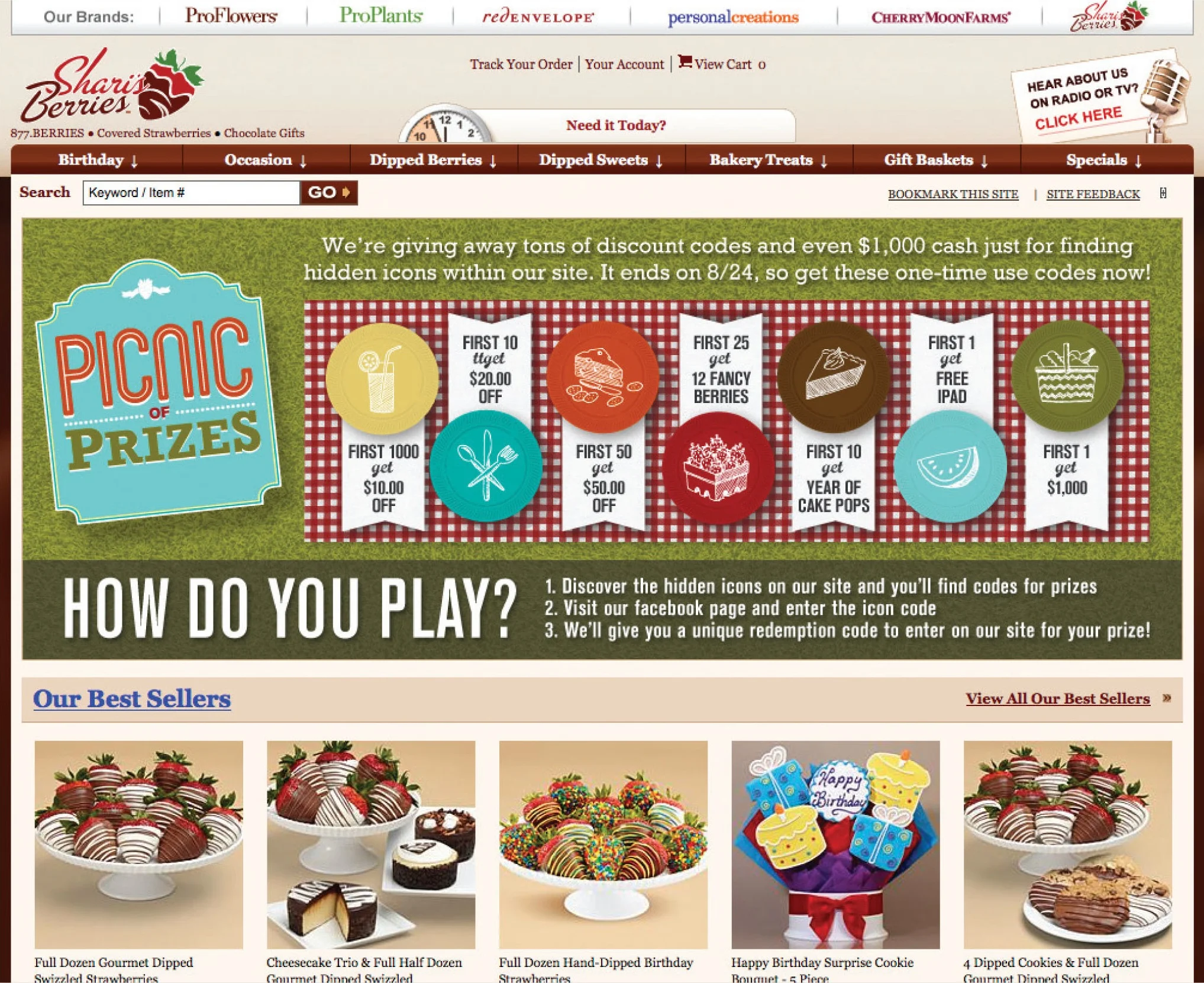 Picnic of Prizes landing page