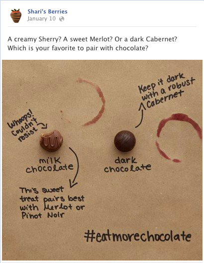 #eatmorechocolate facebook post