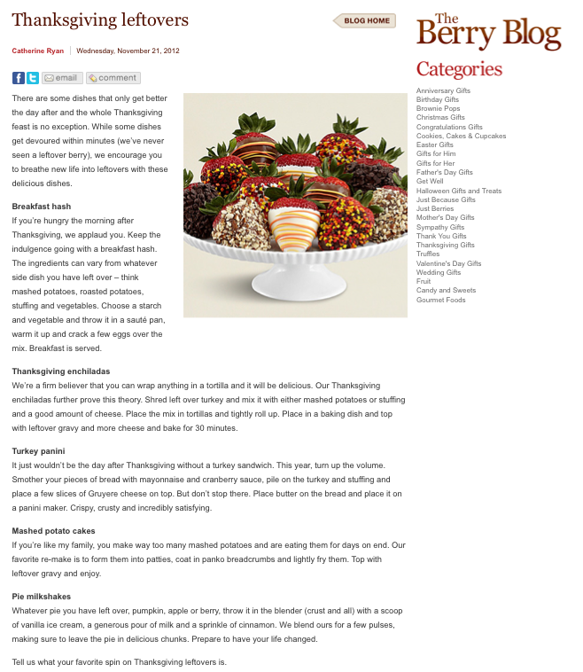 Thanksgiving leftovers blog
