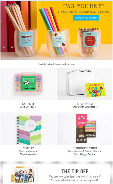 Back to school landing page