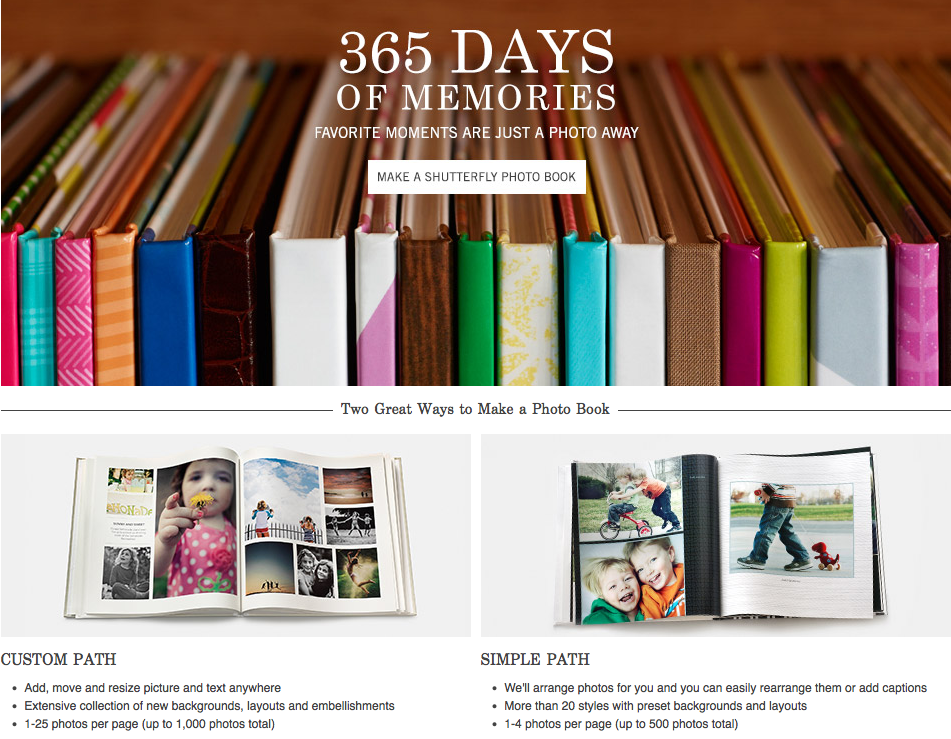 Photo books landing page