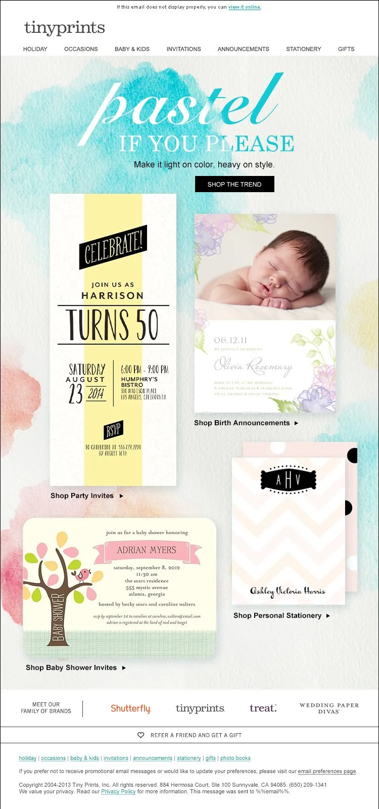 Tiny Prints trend email