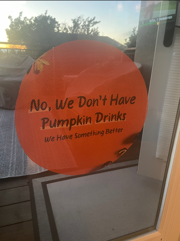 Fall drink store window decal