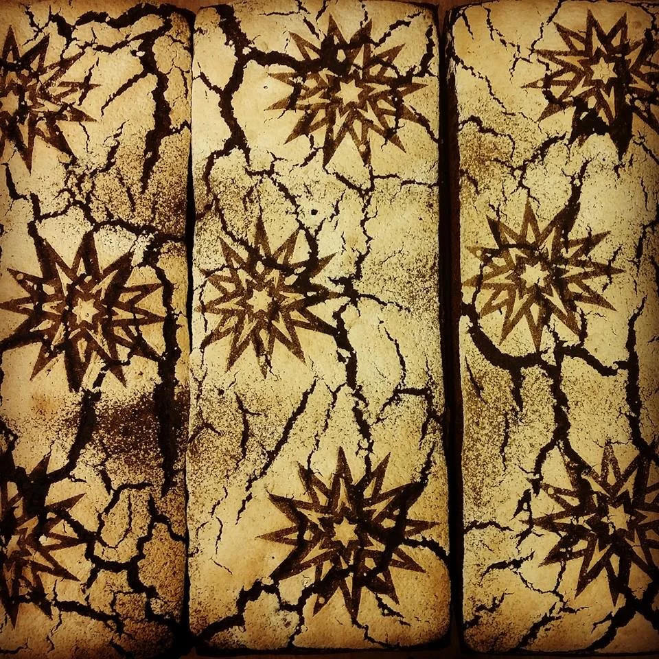 Chicken Bridge Bakery stenciled RYE loaves.