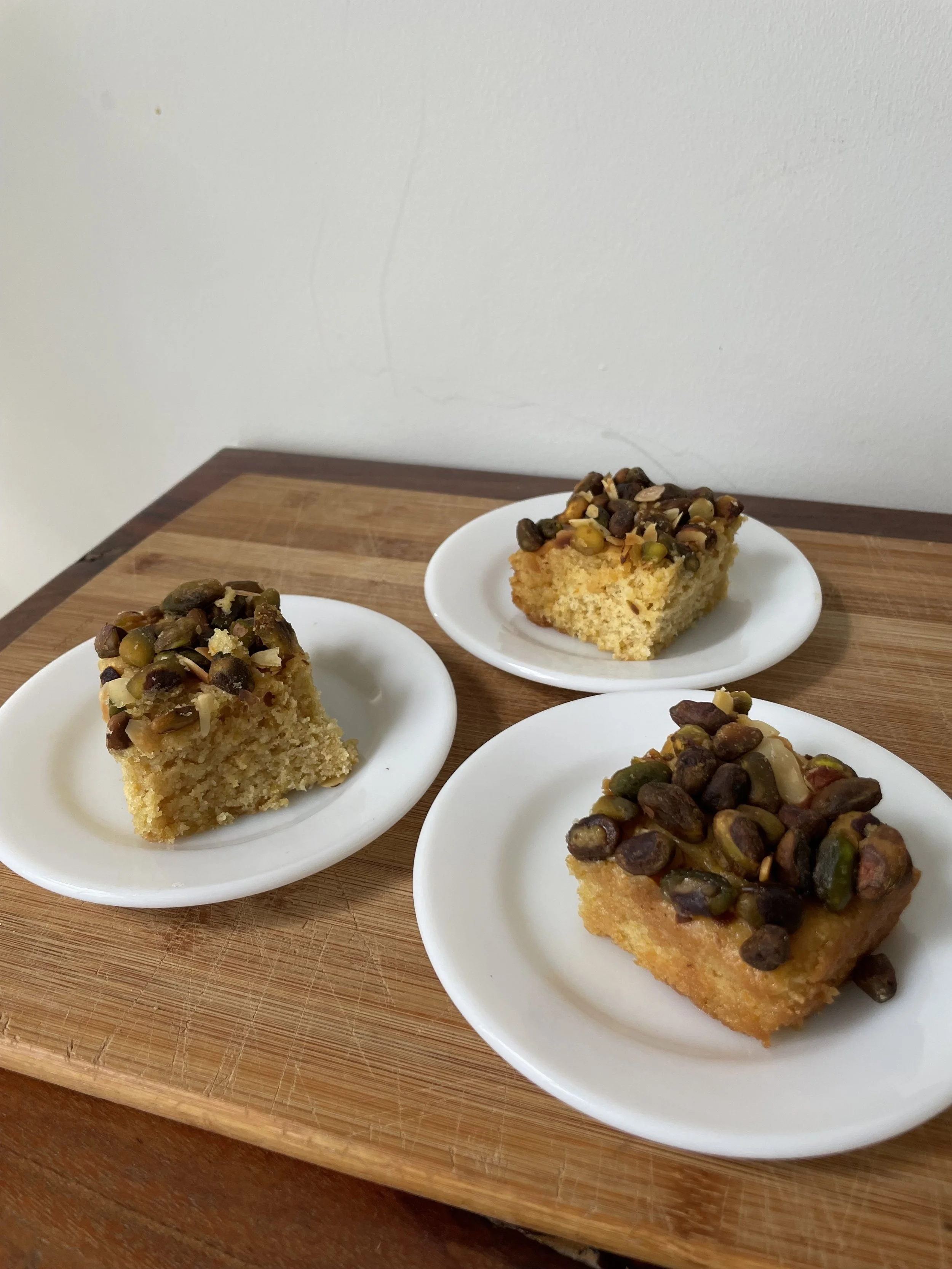 Greek Semolina Honey Cake with Orange + PistacHio