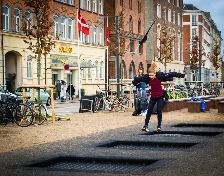 Sidewalk trampolines, Copenhagen Trending City