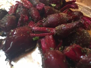 Cooking with the Crew: Grilled Baby Beets and sauteed beet greens