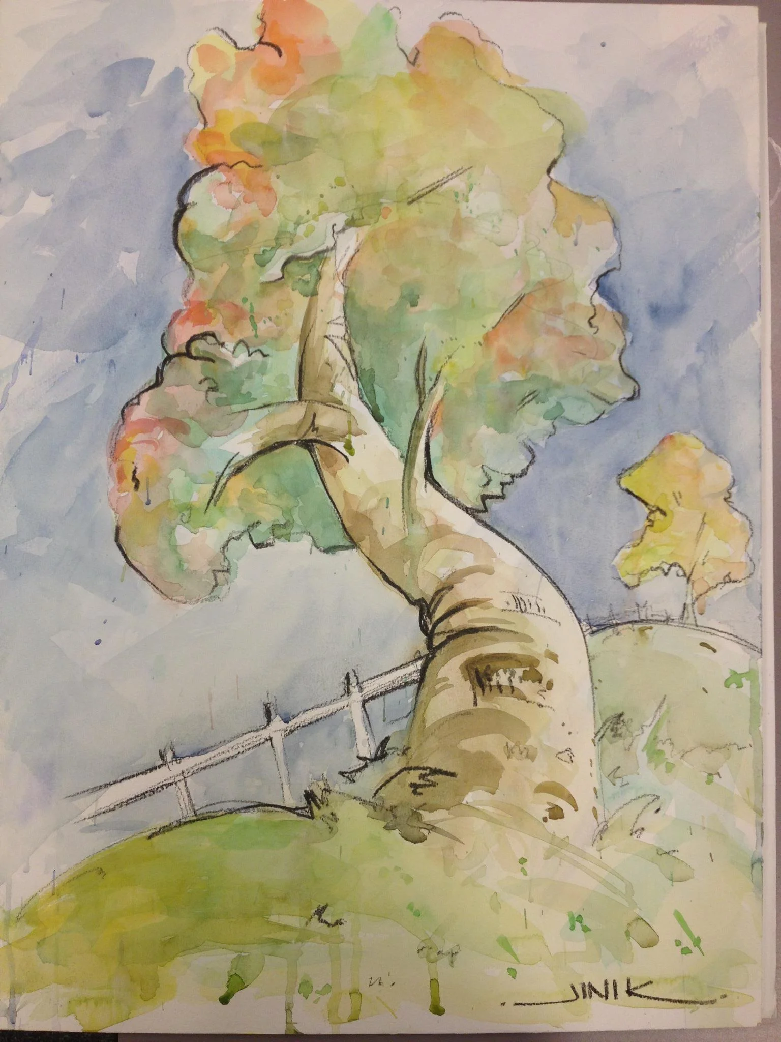 Original Painting for the Loved Ones group by Jini Keasling Illustrating Jeremiah 17:5-8 "For he will be like a tree firmly planted..."