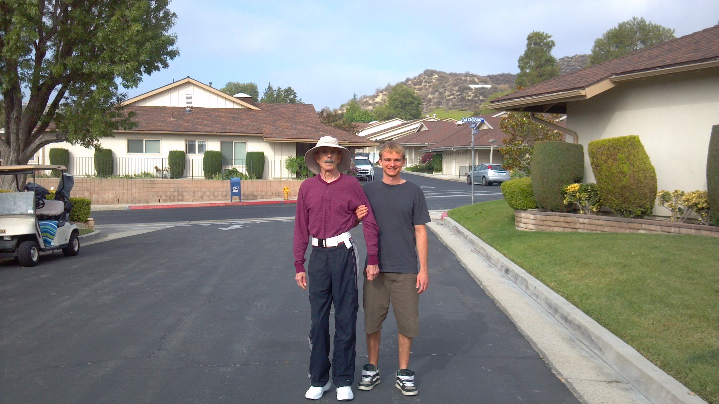 Gary and Jason on our daily walk around the neighborhood.