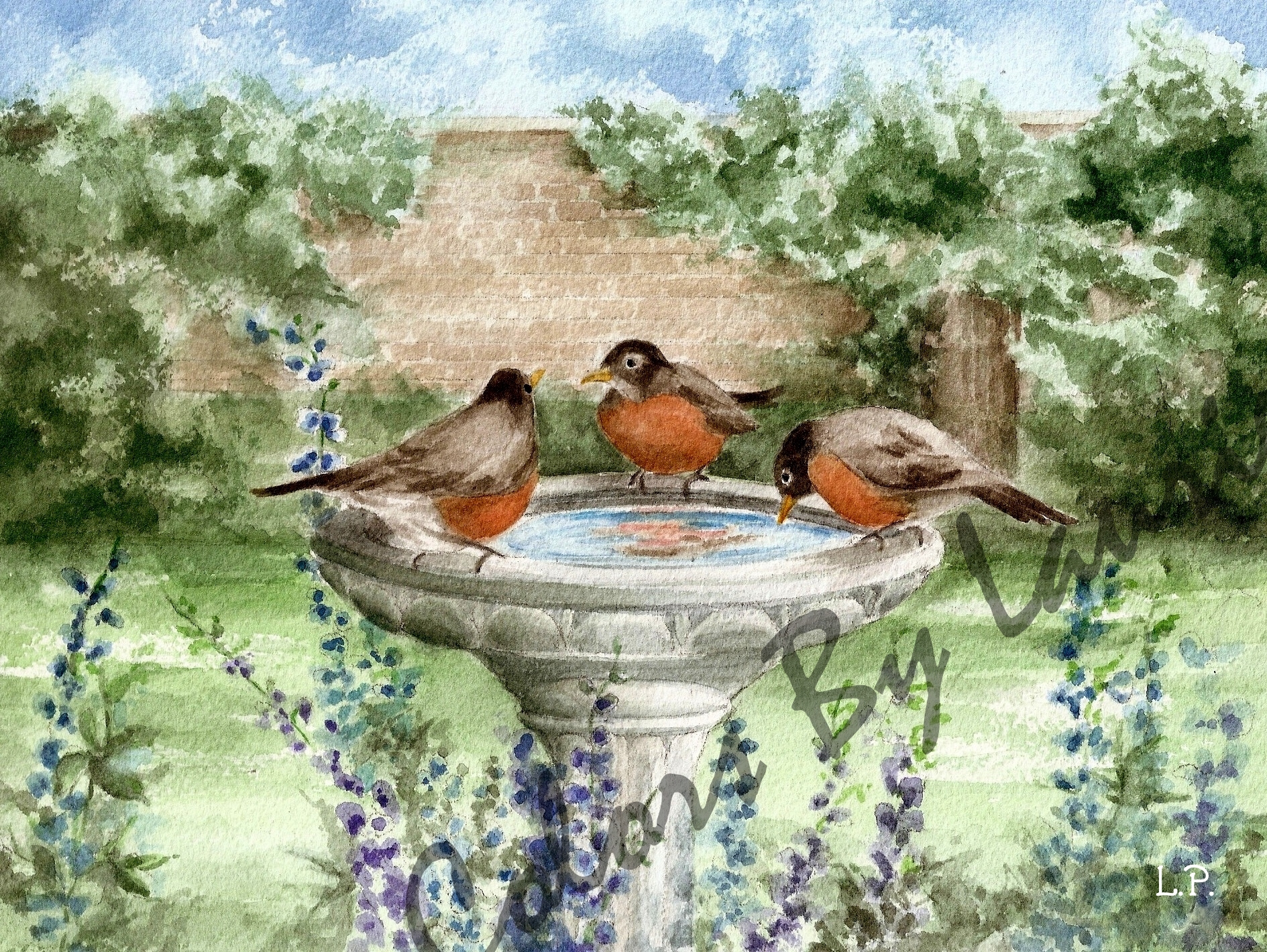 Behind the Wall - original watercolor