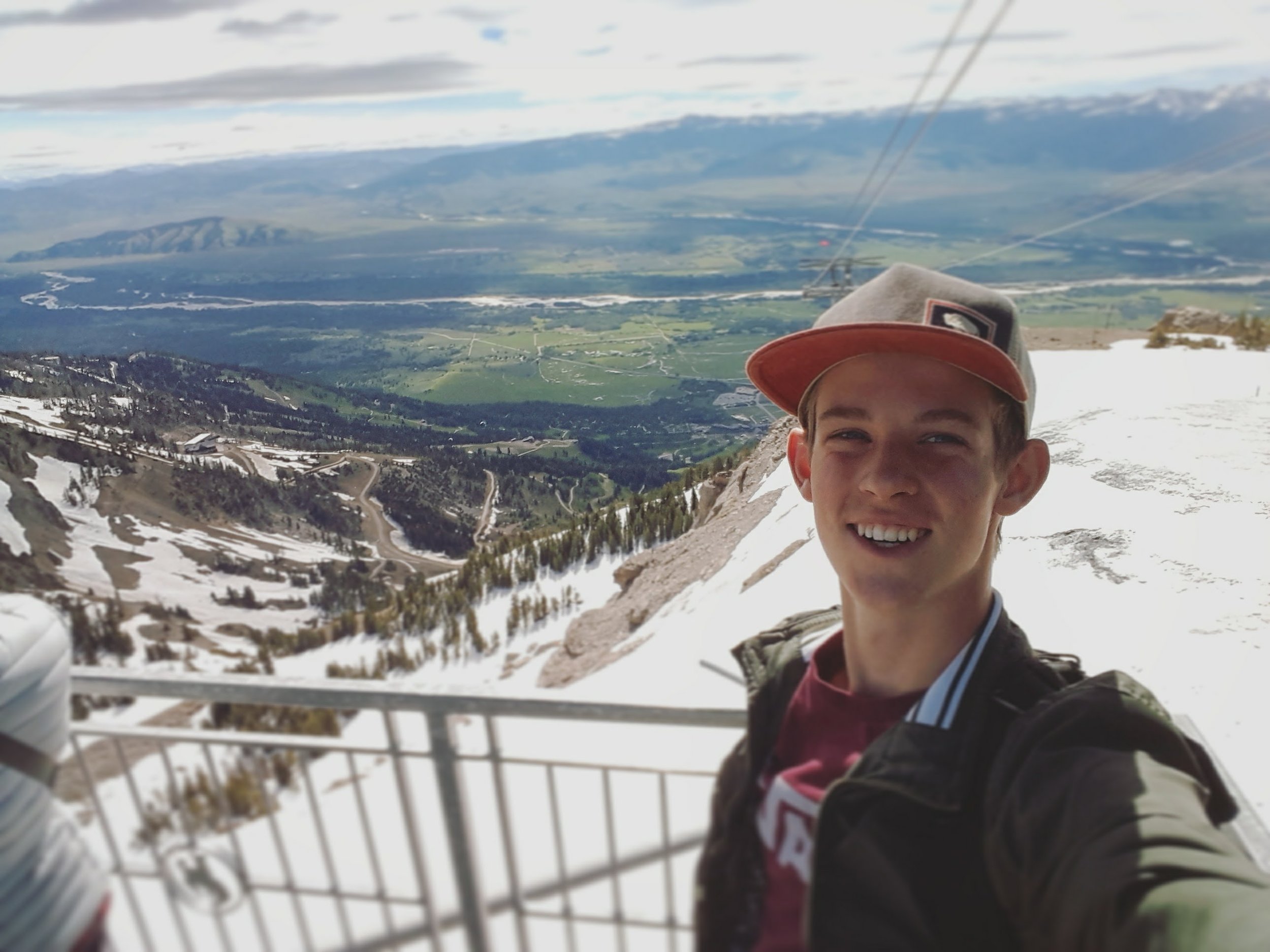  Rendezvous Mt. at Jackson Hole Ski Area.&nbsp; View of Jackson Hole below.&nbsp; Photo Credit: G. Dougherty 