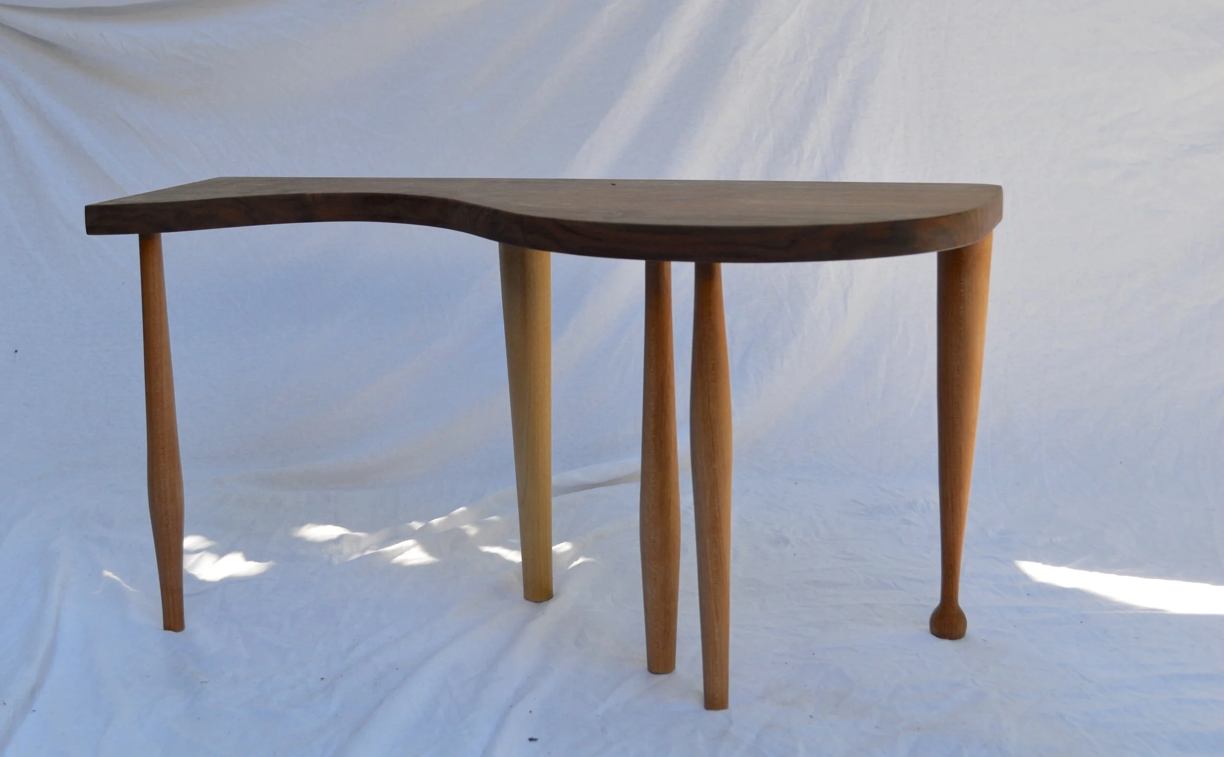  the other hand. claro walnut, madrone and poplar. 26” x 12” x 16”.  
