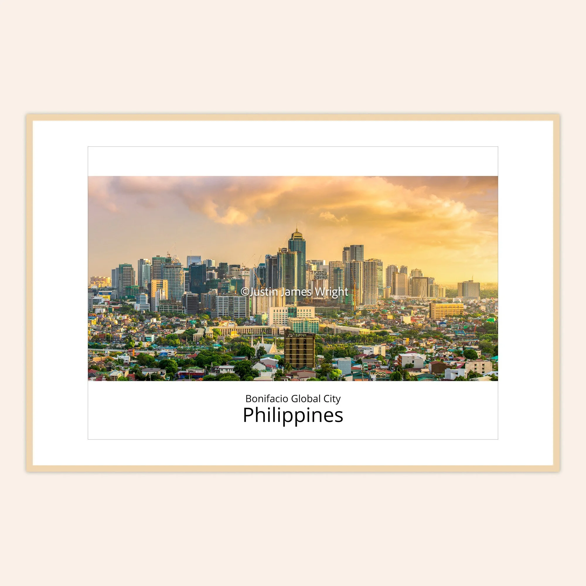 A framed fine art photography print of Bonifacio Global City, Taguig, Philippines, captured by Justin James Wright