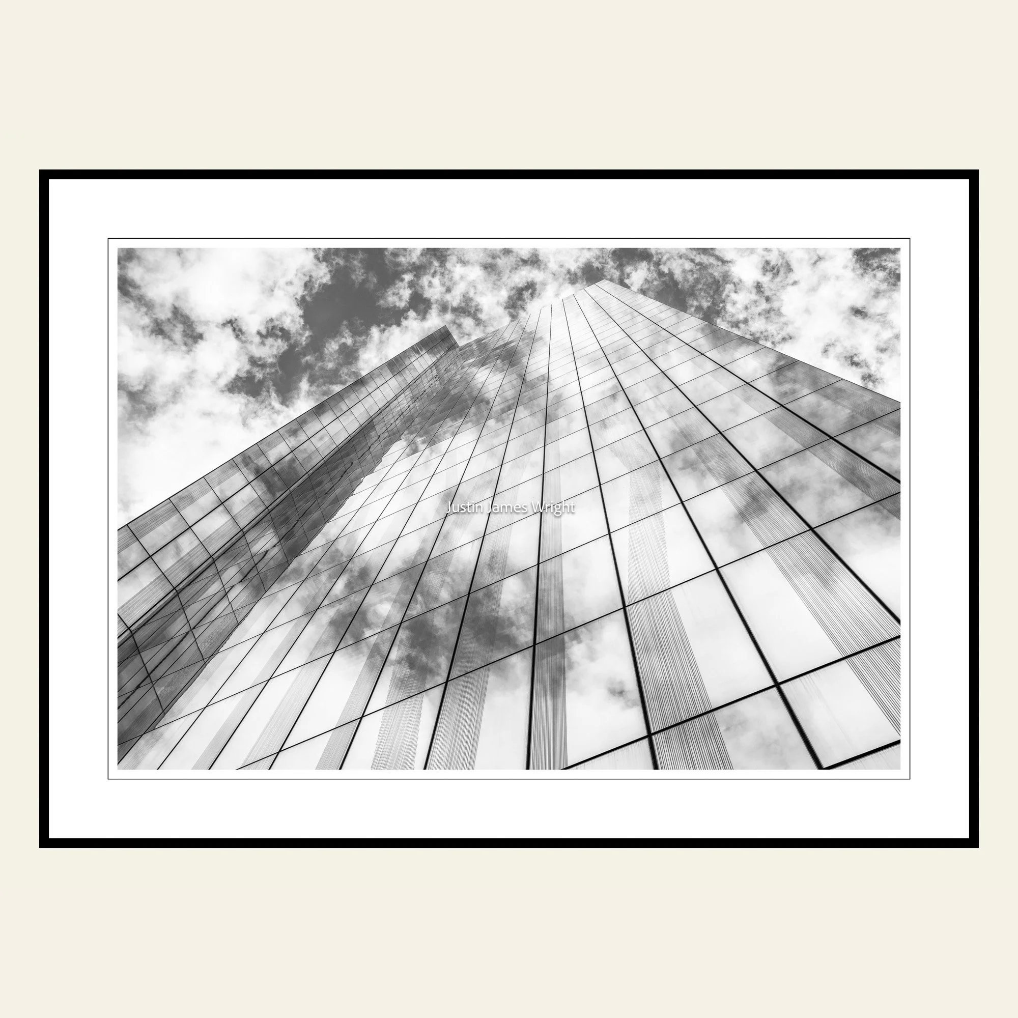 A black and white photography print featuring the Zuellig Building, City of Makati.
