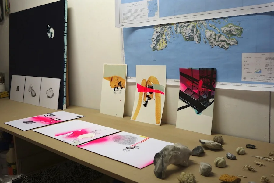 Works old and new in Franck Léonard's studio