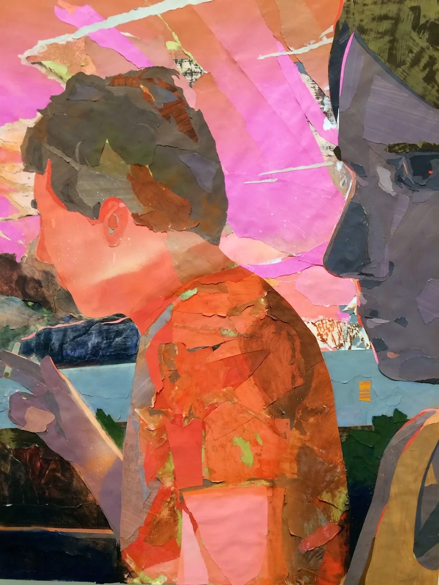 Matt Bollinger, Steel Rails, 2013, Flashe, acrylic et collage sur toile, 90 x 72 cm