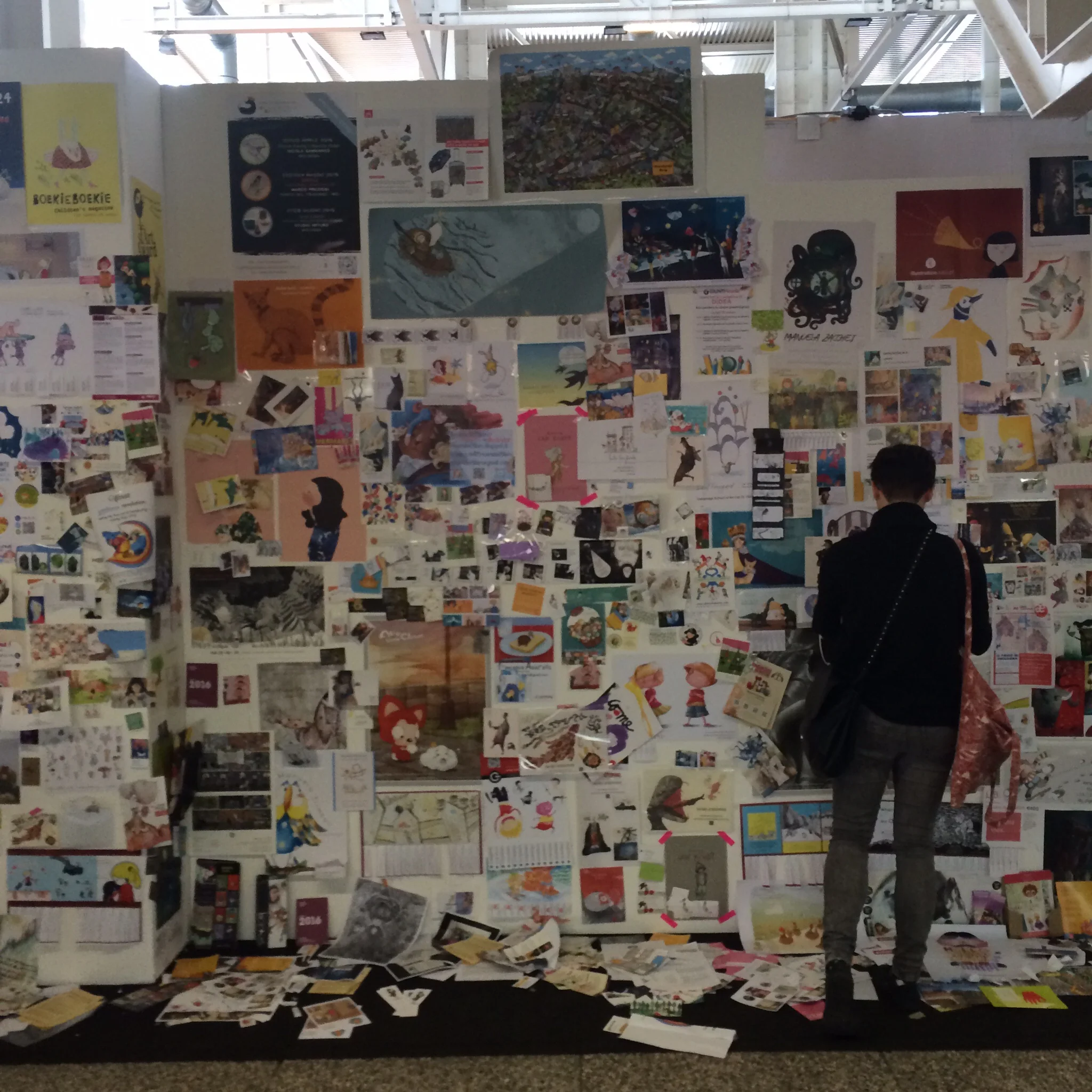 The 'illustrators' wall' at the fair.