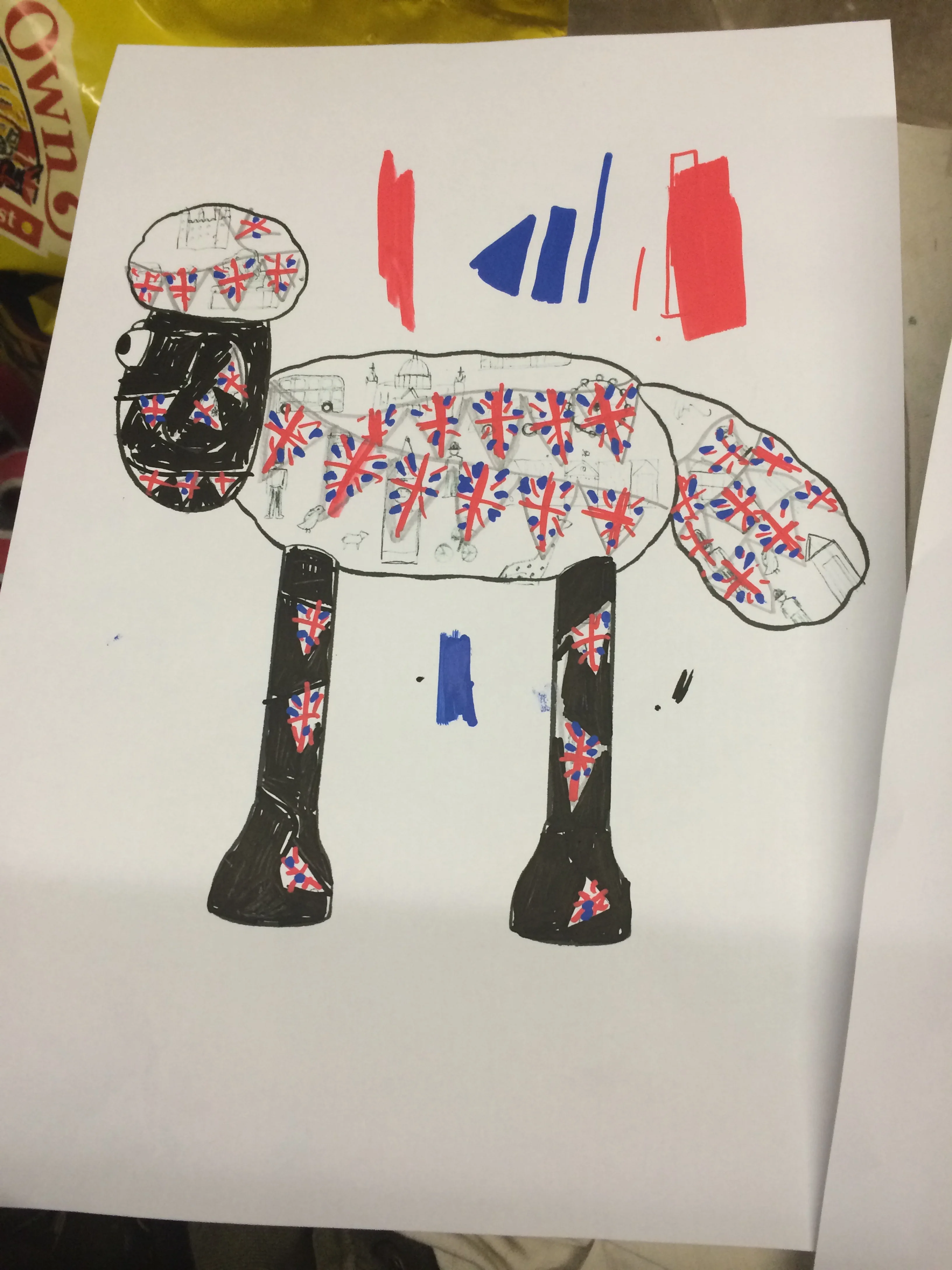 What would happen to Shaun if he'd found himself in 'The Queen's Hat'? He'd get entangled in bunting!