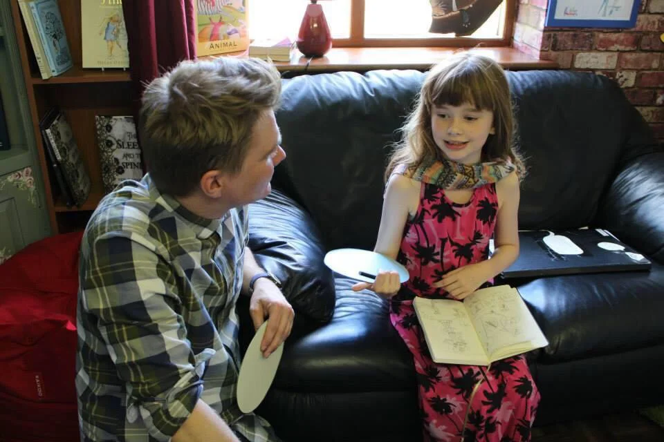 Sienna is telling me all about her fantastic picture book characters. 