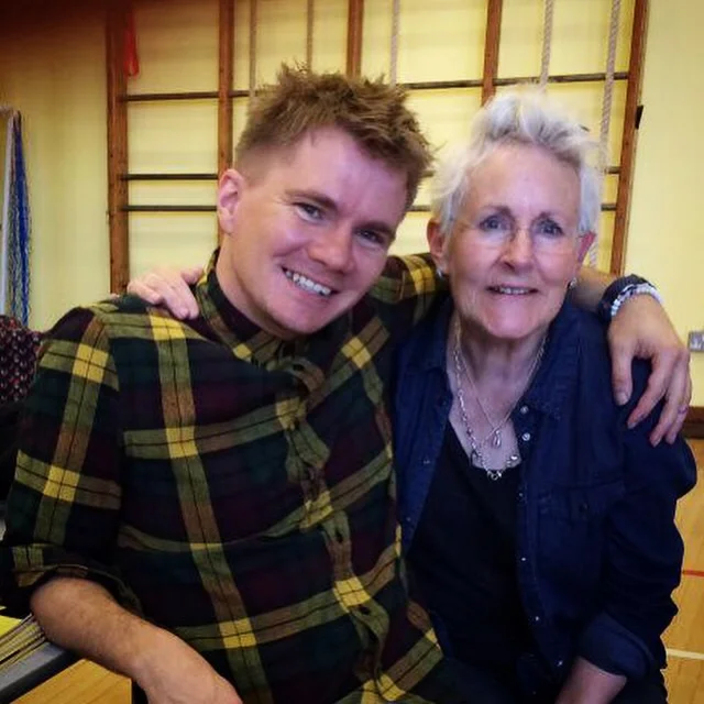 With the lovely Vivian French at Netherthird Primary Shool in Cumnock.