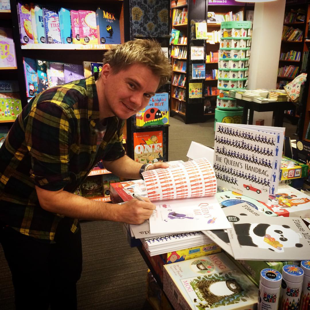Signing stock at Cirencester, Waterstones.