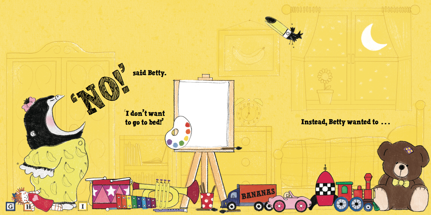 A scene from the sequel - BETTY GOES BANANAS IN HER PYJAMAS.