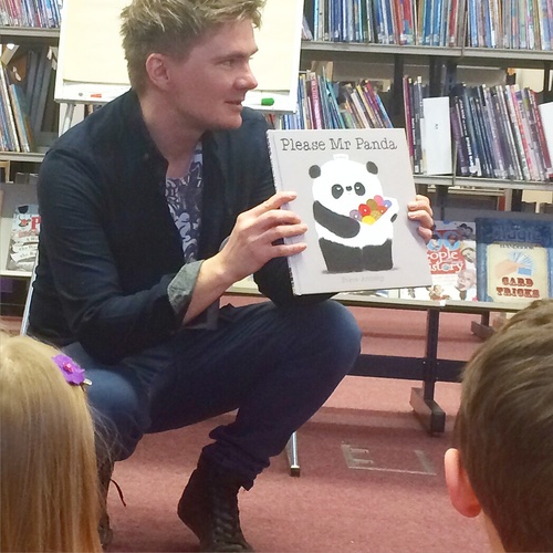 Reading Mr Panda on National Libraries Day at Royal Wootton Bassett Libraray.