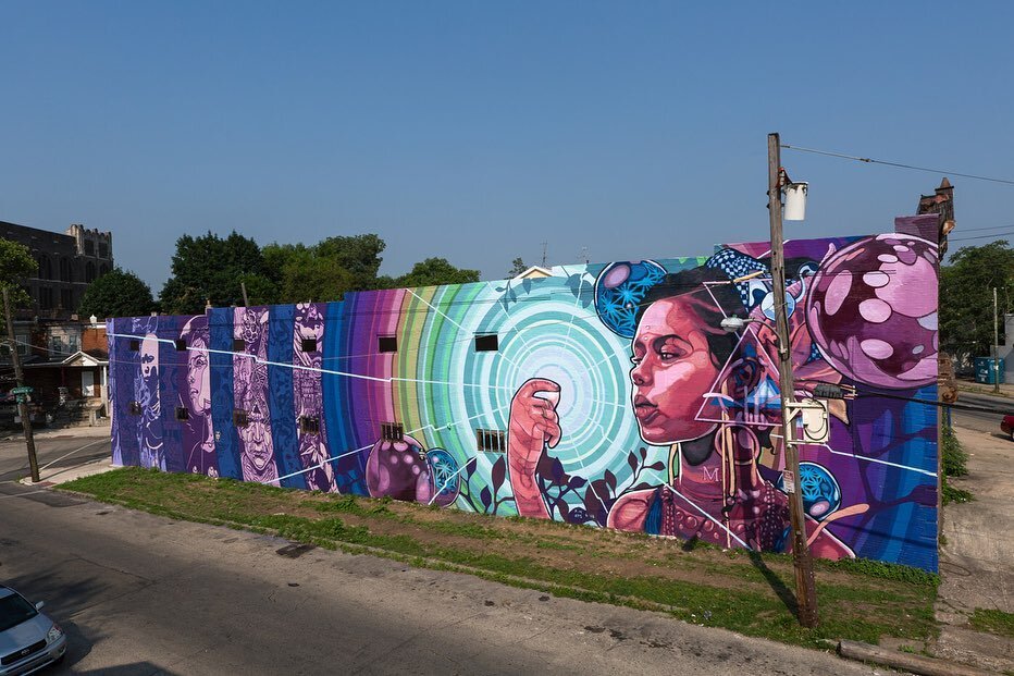 Circling back to my recent Q&amp;A with @kingbritt on his mural with @joshuamaysart, titled &ldquo;Dreams, Diaspora, Destiny&rdquo;: 
.
Afrofuturism was unfamiliar to me until a few years ago, when at @philamuseum I had the opportunity to work behind