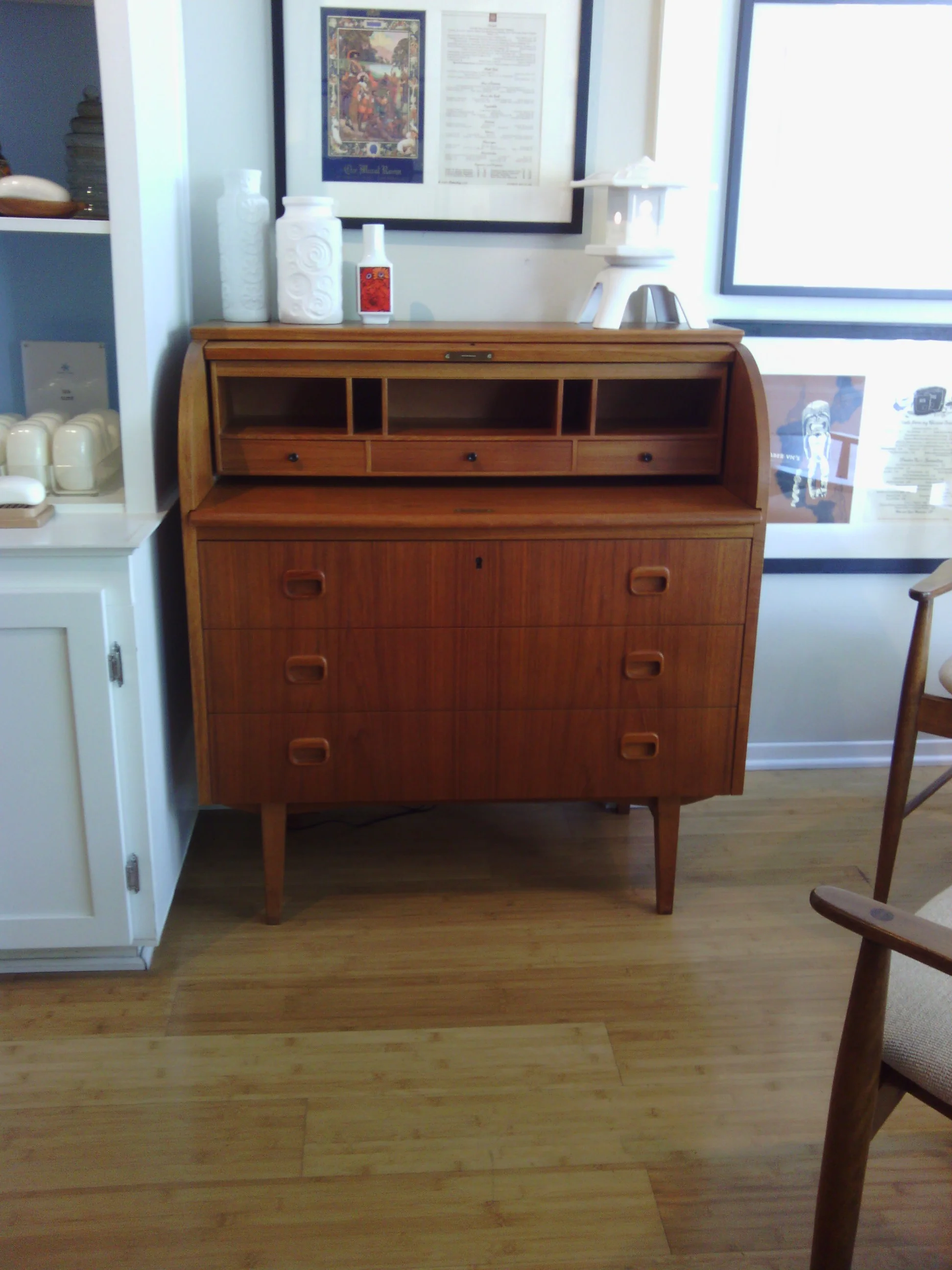 Mid-century danish modern roll top desk
