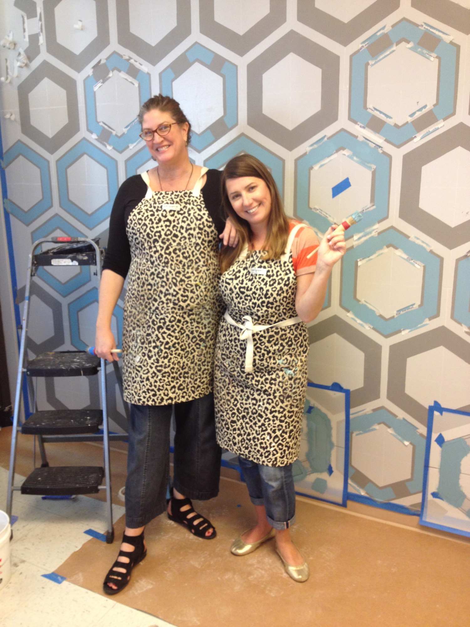 Working with Lynne Rutter on Rooms that Rock 4 Chemo mural at Marin General Hospital.
