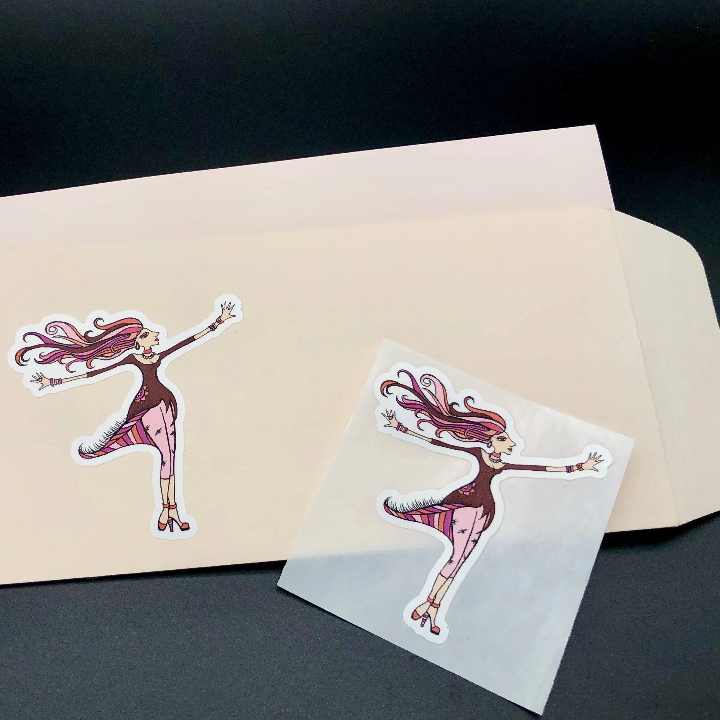 hippie chick sticker on envelope.JPEG