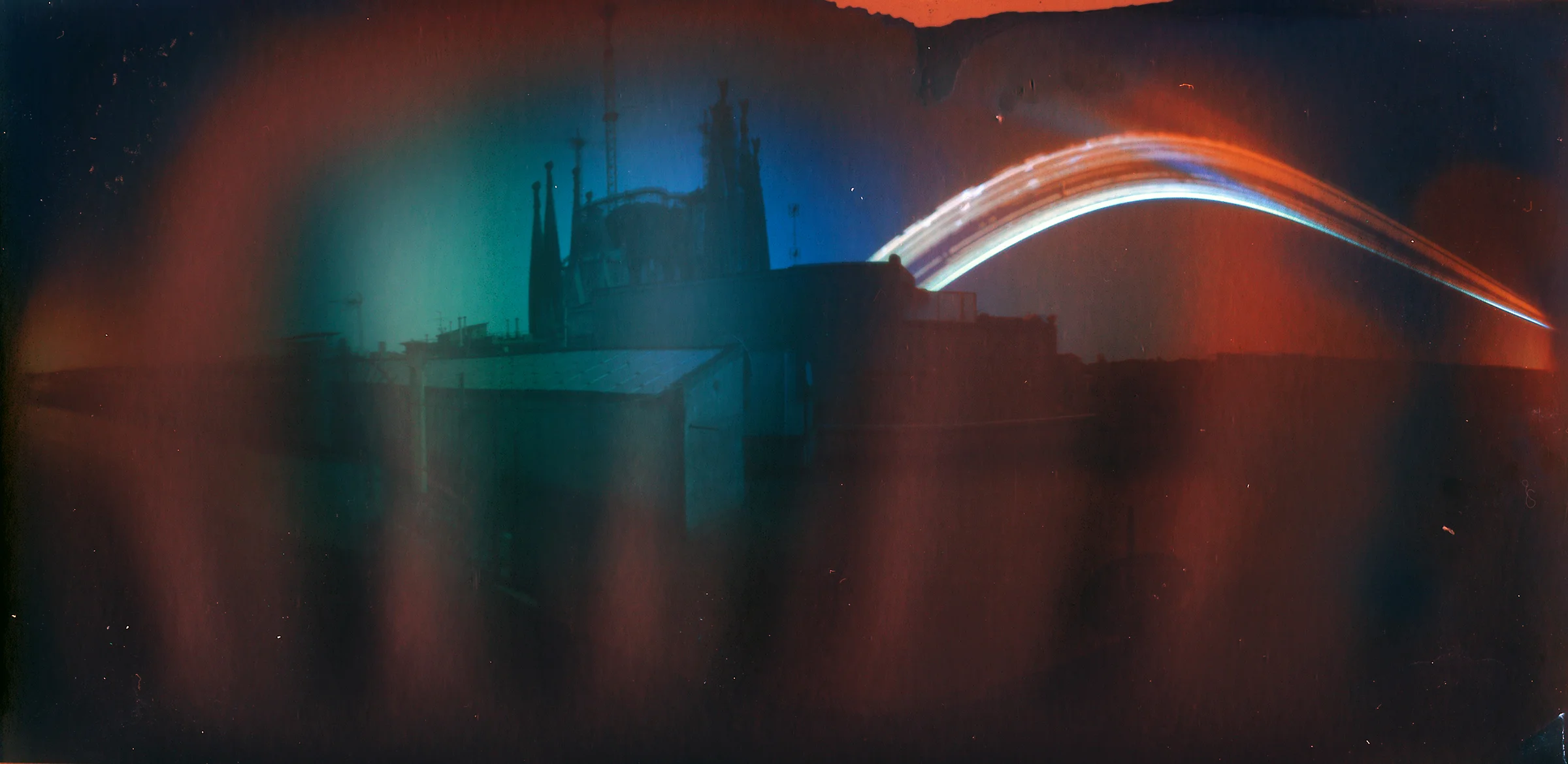 Winter solstice - Barcelona, Spain - Sept 9th to Dec 21st 2014 (over three months exposure) - Ilford MGIV RC Deluxe Pearl in a drink can pinhole camera