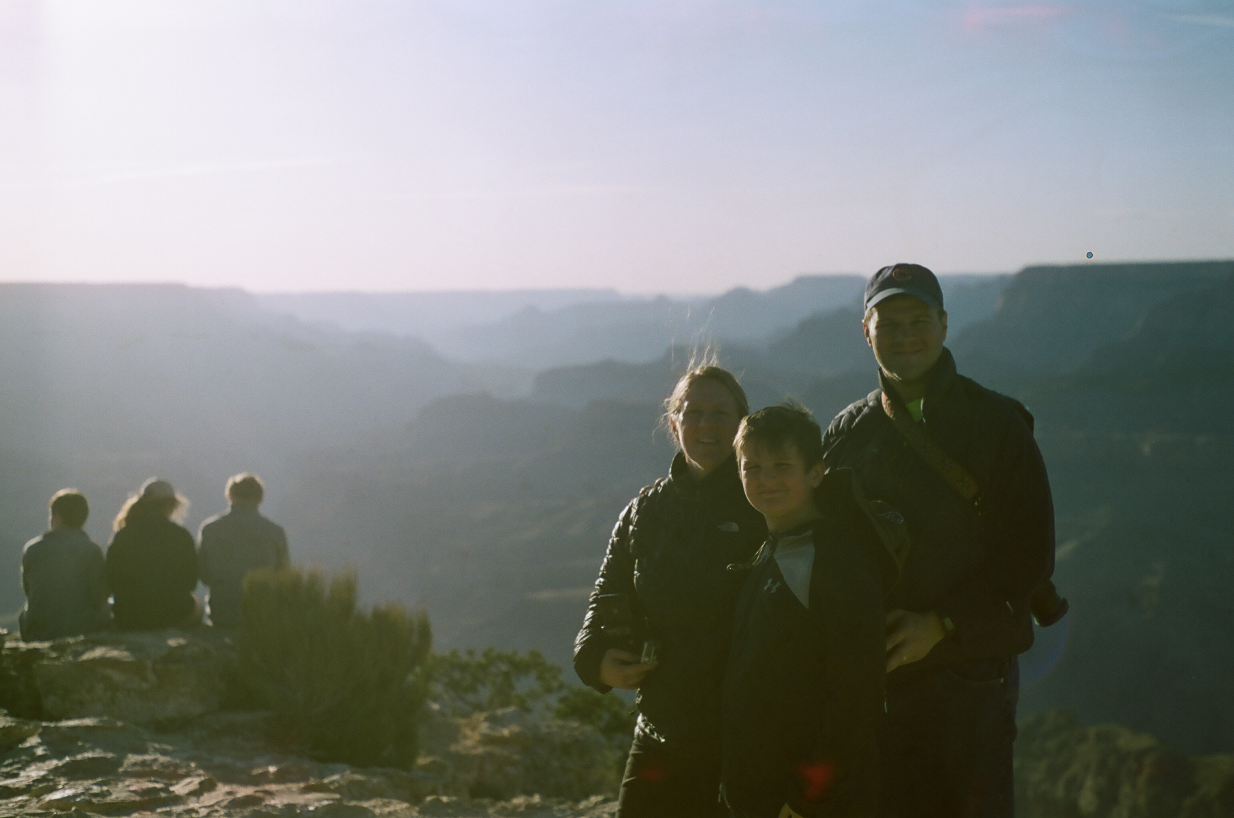 Celia at the Grand Canyon South Rim: “I want to take a picture of the three of you. And look there’s three people behind you. So, three and three. That’s cool.”