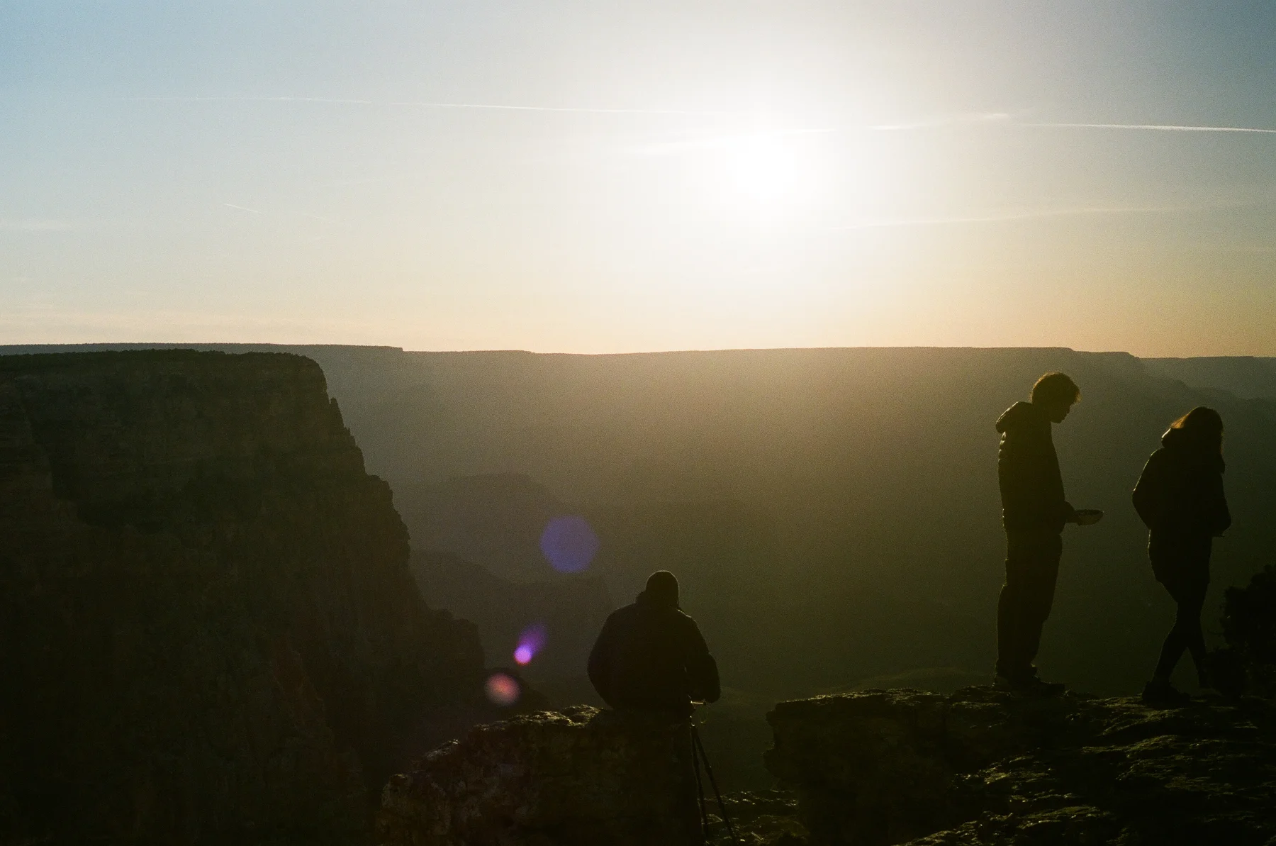 Michael at the Grand Canyon South Rim: “I love how the light looks. You can shoot right into it and there are colored spots. And you can still kind of see the outlines of people.”
