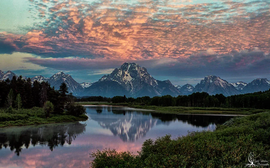 Oxbow Bend. Nikon F5 | Tamron SP24-70mm | Really Right Stuff | Singh-Ray Filters | F\16 -20” exposure. First and last beautiful clouds I witnessed on my adventure in the Tetons National Park for 11 days.