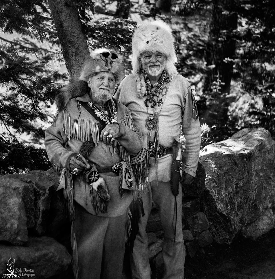 Mountain men. Mamyia C3 | Really Right Stuff | Arista Ultra100/120 F4-1\60 Backlit over exposed 1\3 of a stop. Ran into these to fine gentleman while shooting Jenny Lake. A father and son team. The son is a photographer as well and started out shooting a twin reflex Mamiya C330