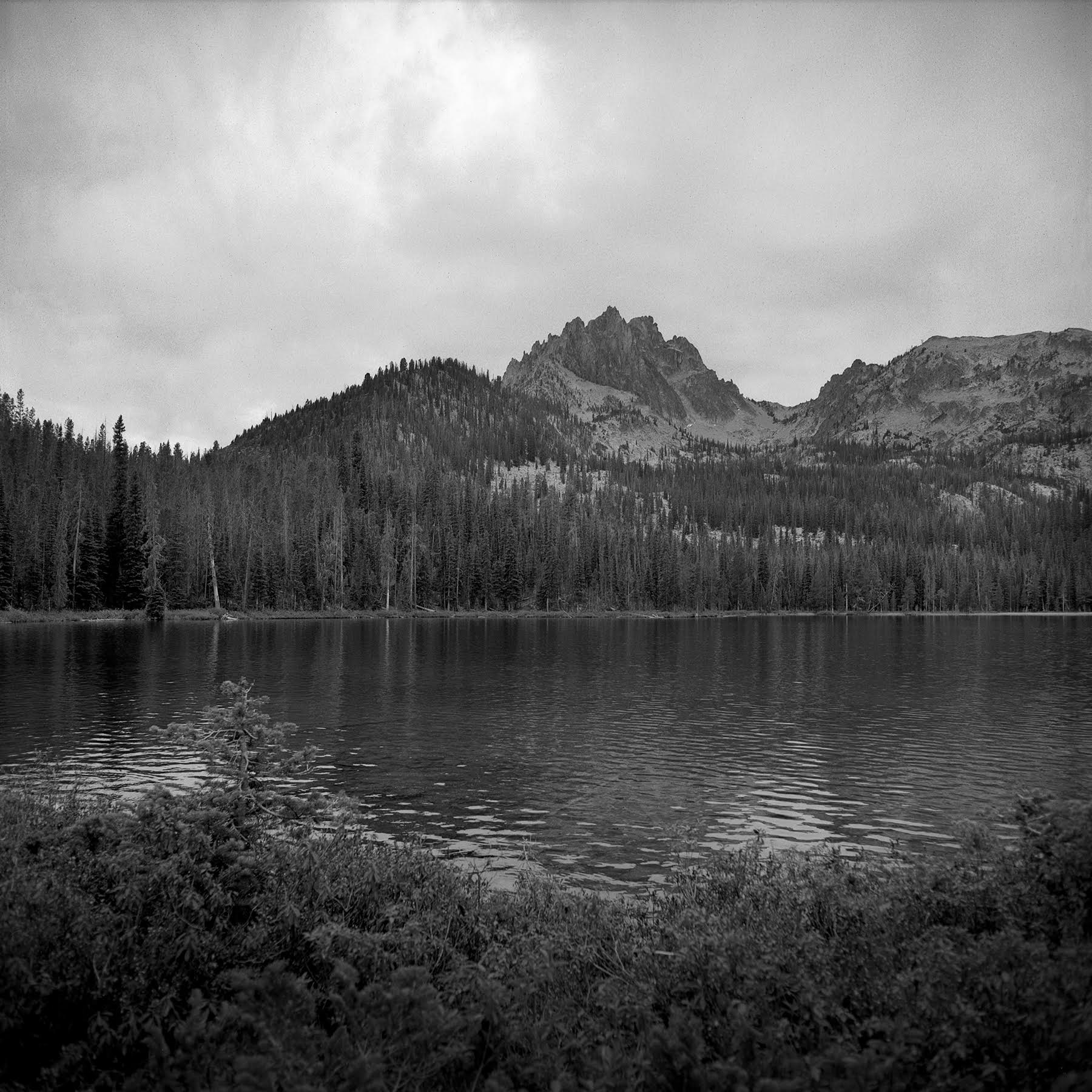 My final view of Bench Lake #1 as it began to rain Rolleiflex FW, Ilford FP-4 plus