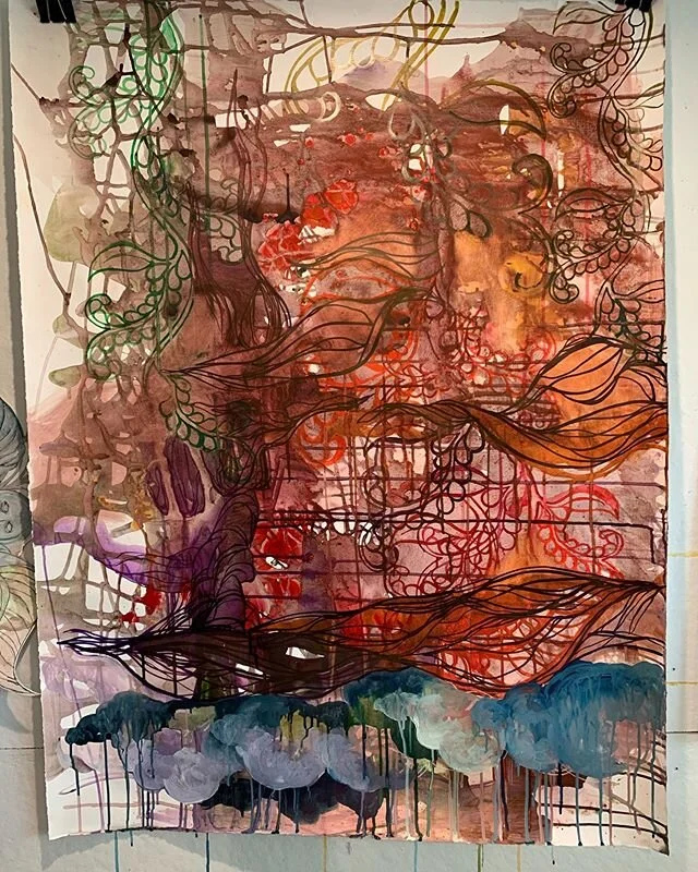 Some progress on the drawing. I flip it around a lot at this stage so that I don&rsquo;t get too locked in to seeing it one way. Also including the start of a crow drawing that may or may not get incorporated. .
.
#art #drawing #wip #workonpaper #acr