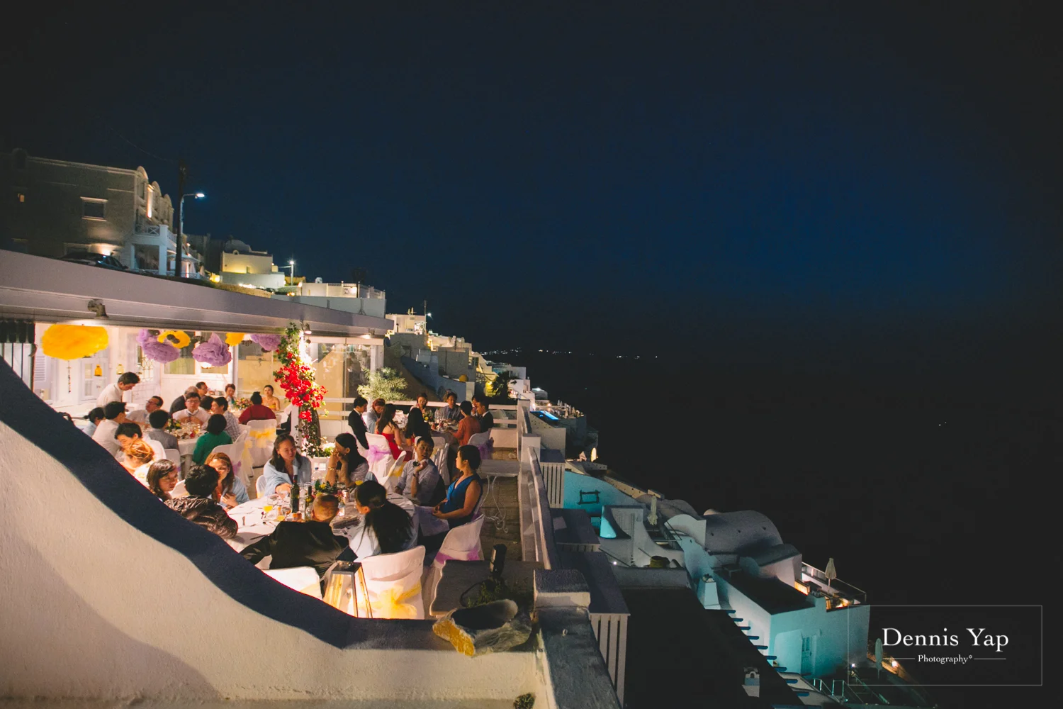 Johnny & Iris Wedding Reception in Santorini, Greece at Hotel Galini